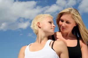 young women happy in a relationship